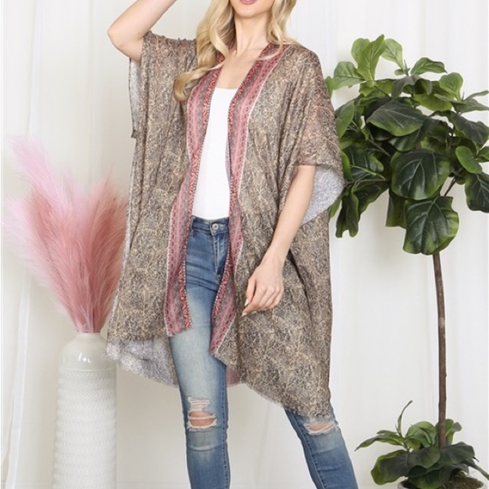 New Arrival Lightweight Leaf Print Inline Boho Op… - image 7